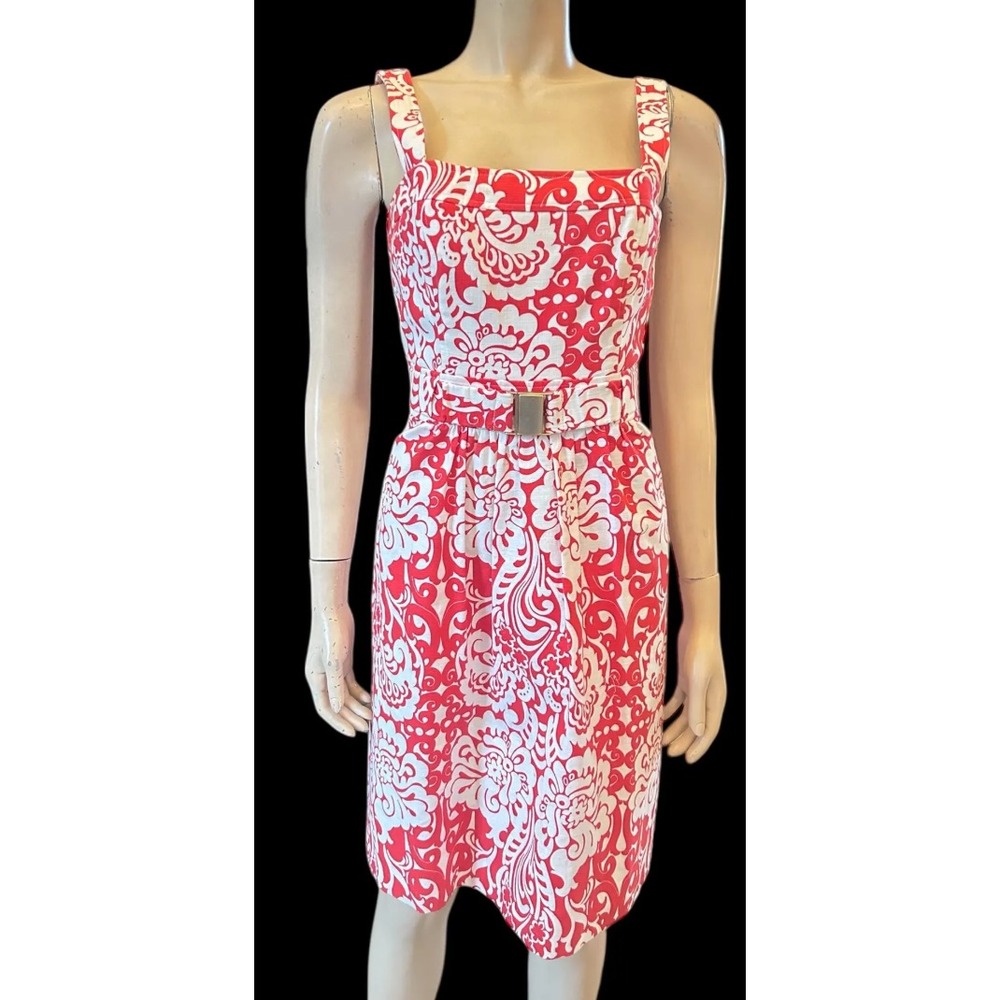 Shoshanna Sleeveless Sundress Lined Dress Red White Women's Size XXS